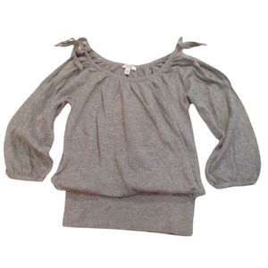 Cache Heather Gray 100% Cotton Cold Shoulder Top